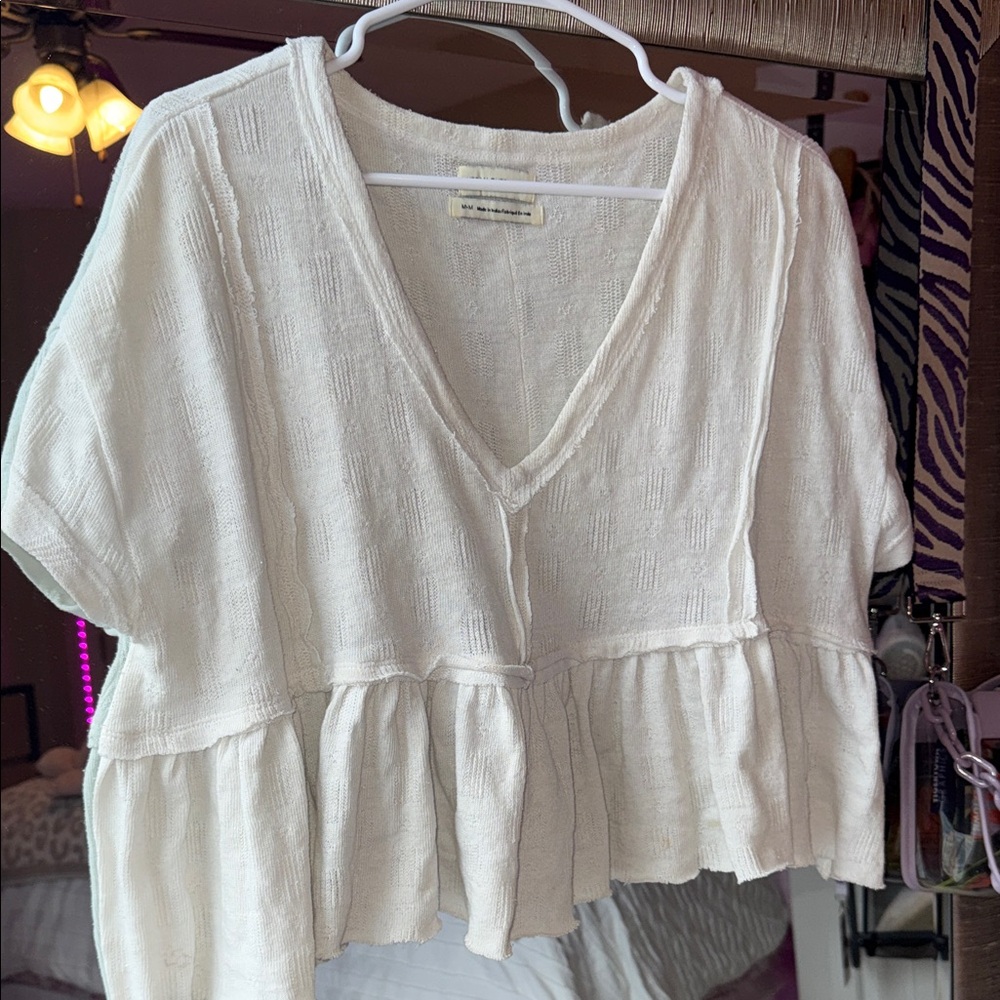 Urban Outfitters Cream V-Neck Blouse